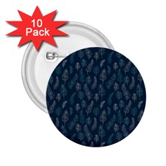 Whimsical Feather Pattern, Midnight Blue, 2 25  Button (10 Pack) by Zandiepants