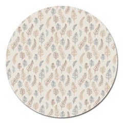 Whimsical Feather Pattern, Nature Brown, Magnet 5  (round) by Zandiepants