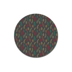 Whimsical Feather Pattern, Autumn Colors, Magnet 3  (round) by Zandiepants