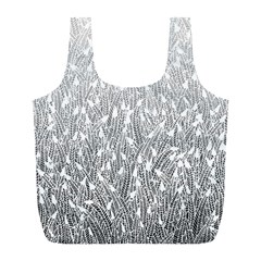 Grey Ombre Feather Pattern, White, Full Print Recycle Bag (l) by Zandiepants
