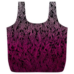 Pink Ombre Feather Pattern, Black, Full Print Recycle Bag (xl) by Zandiepants