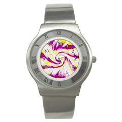 Tie Dye Pink Yellow Swirl Abstract Stainless Steel Watch