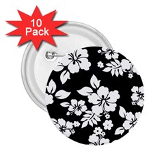 Black And White Hawaiian 2 25  Buttons (10 Pack) 