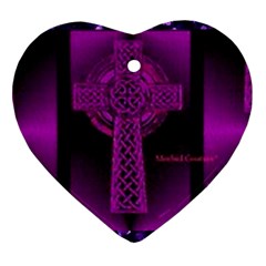 Purple Celtic Cross Heart Ornament (2 Sides)