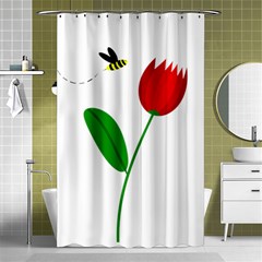 Red Tulip And Bee Shower Curtain 48  X 72  (small)  by Valentinaart