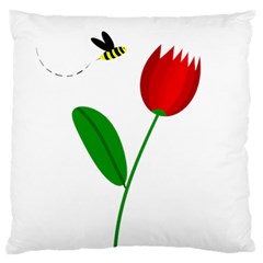 Red Tulip And Bee Standard Flano Cushion Case (two Sides) by Valentinaart