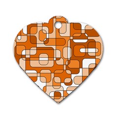 Orange Decorative Abstraction Dog Tag Heart (two Sides) by Valentinaart