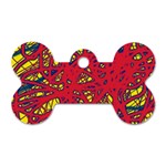 Yellow and red neon design Dog Tag Bone (Two Sides) Front