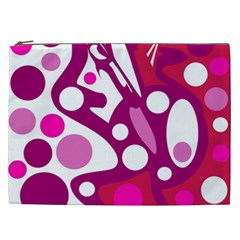 Magenta And White Decor Cosmetic Bag (xxl)  by Valentinaart