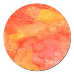 Watercolor Yellow Fall Autumn Real Paint Texture Artists Magnet 5  (round) by CraftyLittleNodes
