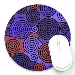 Blue And Red Hypnoses  Round Mousepads by Valentinaart