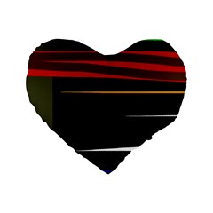 Colorful Lines  Standard 16  Premium Heart Shape Cushions by Valentinaart