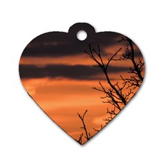 Tree Branches And Sunset Dog Tag Heart (two Sides) by picsaspassion
