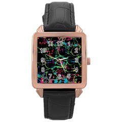 Graffiti Style Design Rose Gold Leather Watch  by Valentinaart