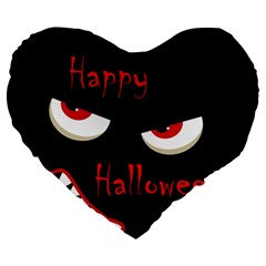 Happy Halloween - Red Eyes Monster Large 19  Premium Heart Shape Cushions by Valentinaart
