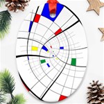 Swirl Grid With Colors Red Blue Green Yellow Spiral Oval Ornament (Two Sides) Back