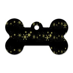 Yellow Elegant Xmas Snowflakes Dog Tag Bone (two Sides)