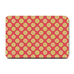 Mod Yellow Circles On Orange Small Doormat 