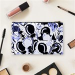 Blue abstract floral design Cosmetic Bag (Medium)  Back
