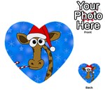 Xmas giraffe - blue Multi-purpose Cards (Heart)  Back 49
