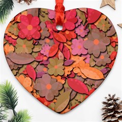 Beautiful Floral Design Heart Ornament (2 Sides) by Valentinaart