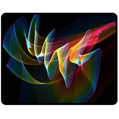 Northern Lights, Abstract Rainbow Aurora Fleece Blanket (medium)  by DianeClancy