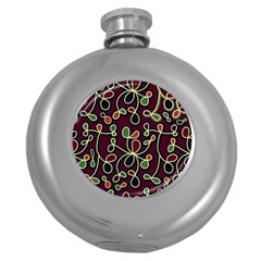 Elegant Decorative Pattern Round Hip Flask (5 Oz)