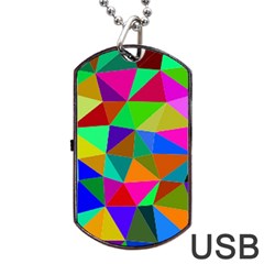 Colorful Triangles, Oil Painting Art Dog Tag Usb Flash (two Sides)  by picsaspassion