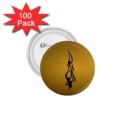 Flame Black, Golden Background 1 75  Buttons (100 Pack) 