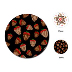 Chocolate Strawberries Pattern Playing Cards (round)  by Valentinaart
