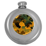 Background For Scrapbooking Or Other Camouflage Patterns Orange And Green Round Hip Flask (5 oz) Front