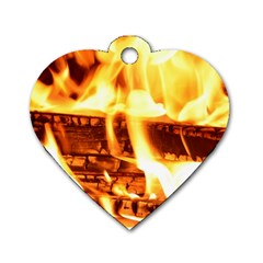 Fire Flame Wood Fire Brand Dog Tag Heart (one Side) by Nexatart