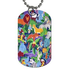 Animated Safari Animals Background Dog Tag (one Side)