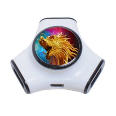 Broncefigur Golden Dragon 3-port Usb Hub by Nexatart