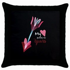 My Heart Points To Yours / Pink And Blue Cupid s Arrows (black) Throw Pillow Case (black)