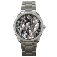 Cube Design Background Modern Sport Metal Watch