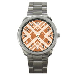 Fabric Textile Tan Beige Geometric Sport Metal Watch