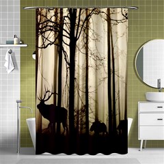 Forest Fog Hirsch Wild Boars Shower Curtain 48  X 72  (small) 