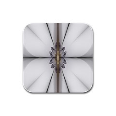 Fractal Fleur Elegance Flower Rubber Square Coaster (4 Pack) 
