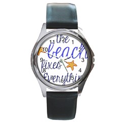 The Beach Fixes Everything Round Metal Watch by OneStopGiftShop
