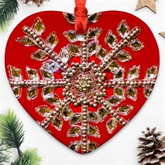 Snowflake Jeweled Heart Ornament (two Sides) by Nexatart