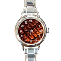 Brown Fractal Mathematics Frax Round Italian Charm Watch by Amaryn4rt
