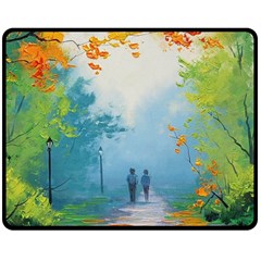 Park Nature Painting Double Sided Fleece Blanket (medium) 