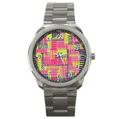 Abstract Pattern Sport Metal Watch