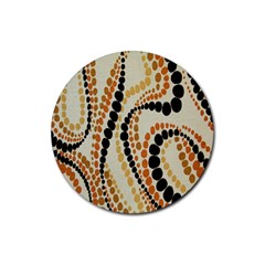 Polka Dot Texture Fabric 70s Orange Swirl Cloth Pattern Rubber Round Coaster (4 Pack)  by Simbadda