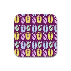 Baby Feet Patterned Backing Paper Pattern Rubber Square Coaster (4 Pack) 