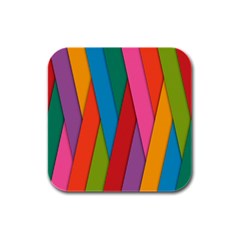Colorful Lines Pattern Rubber Square Coaster (4 Pack)  by Simbadda