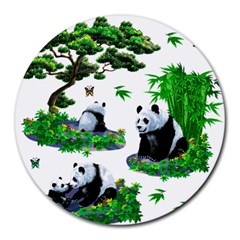 Cute Panda Cartoon Round Mousepads by Simbadda