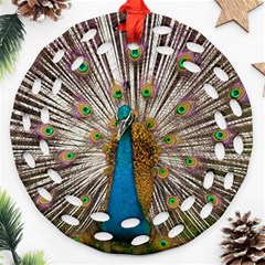 Indian Peacock Plumage Round Filigree Ornament (two Sides) by Simbadda
