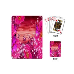 Flowers Neon Stars Glow Pink Sakura Gerberas Sparkle Shine Daisies Bright Gerbera Butterflies Sunris Playing Cards (mini)  by Simbadda